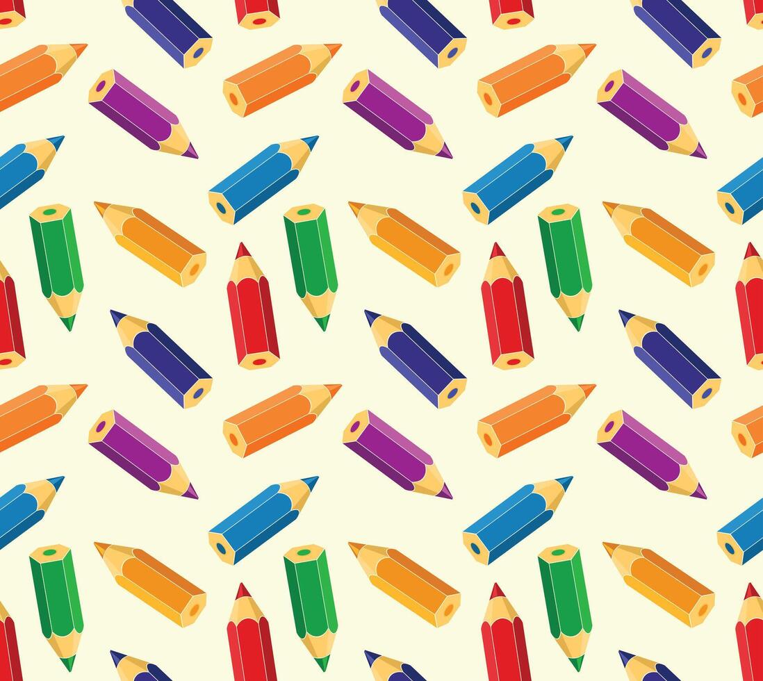 Seamless background with colored pencils. vector