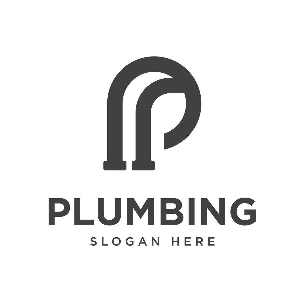 Simple Logo Design of Water Pipe forming the Letter P. Water Pipe Repair Logo Design. Illustration for Plumbing Services, Plumbers, Pipe Fittings and Water Pipe Repairs vector