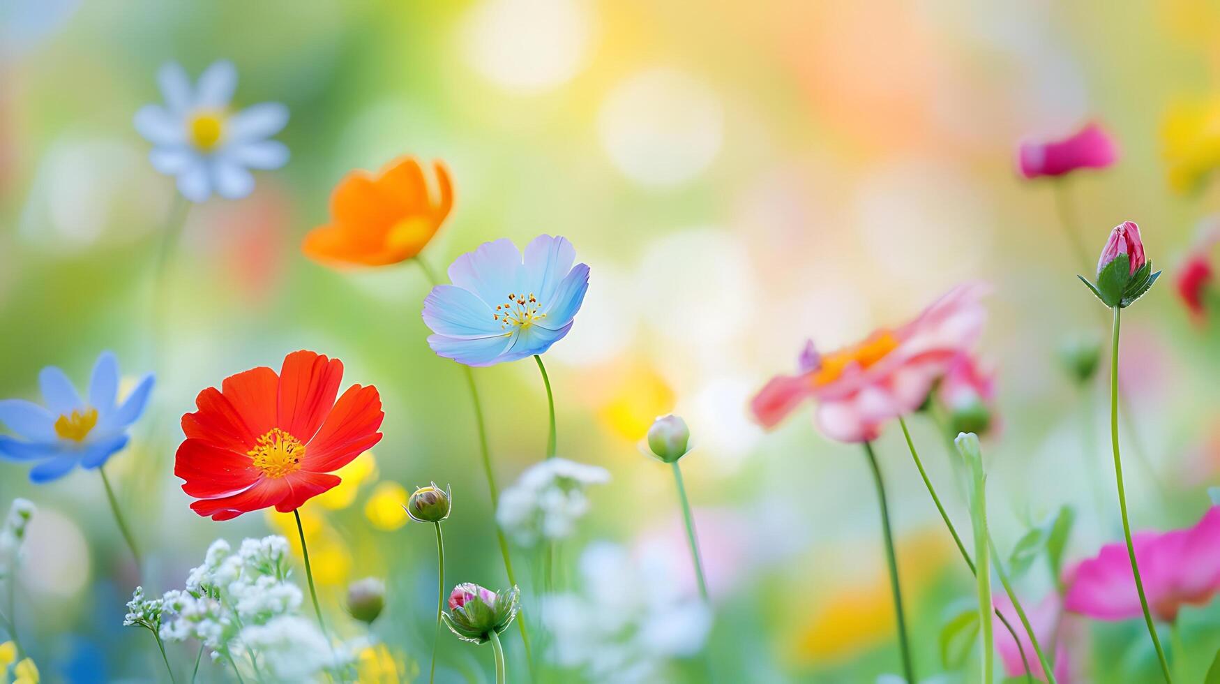 colorful flowers are shown in a field, photography of flowers photo