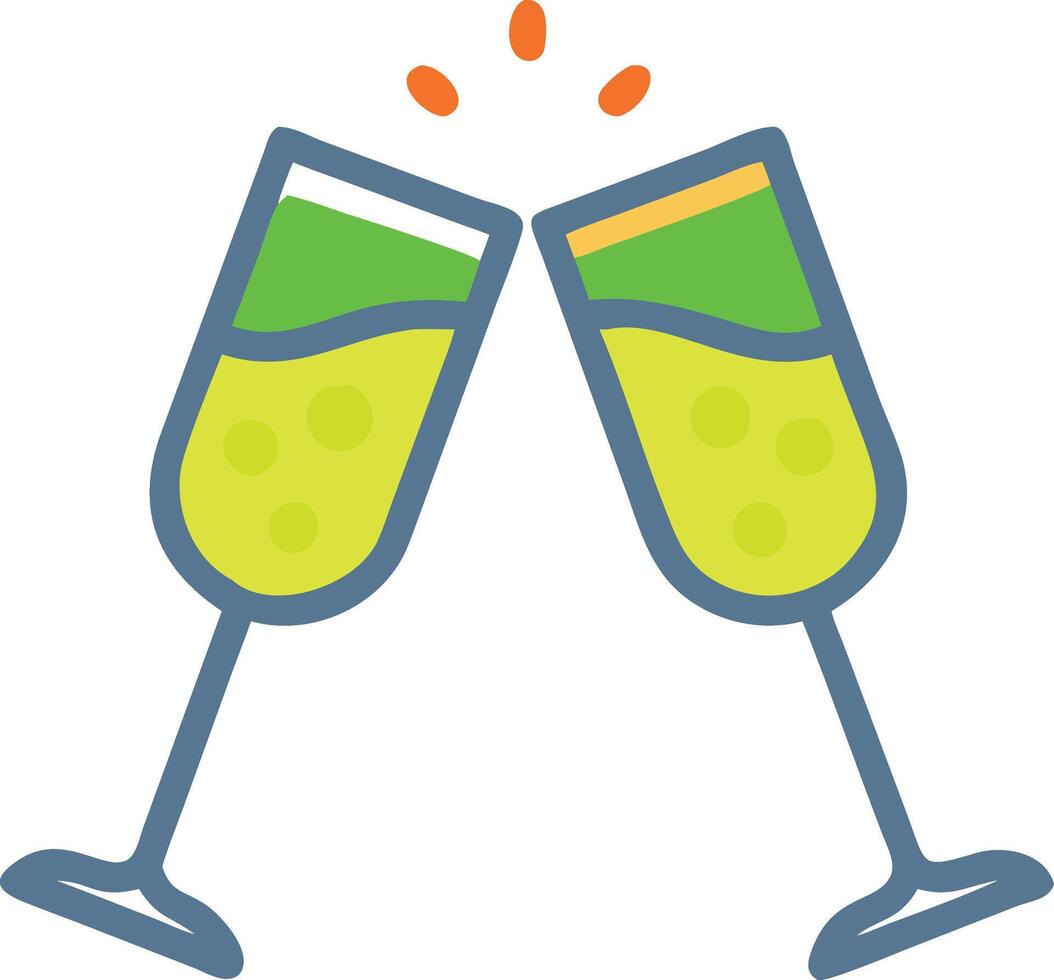 Two glasses of champagne are raised in a toast. Toasting with champagne glasses with drinks vector