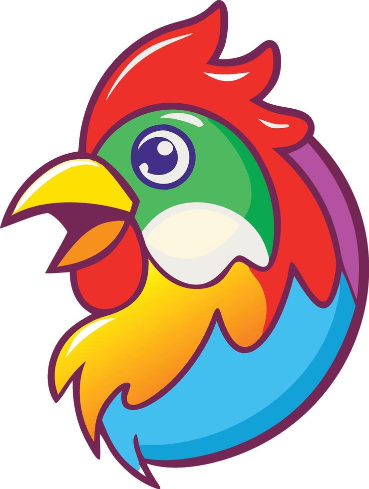 Colorful Chicken Mascot Logo. A cartoon chicken vector