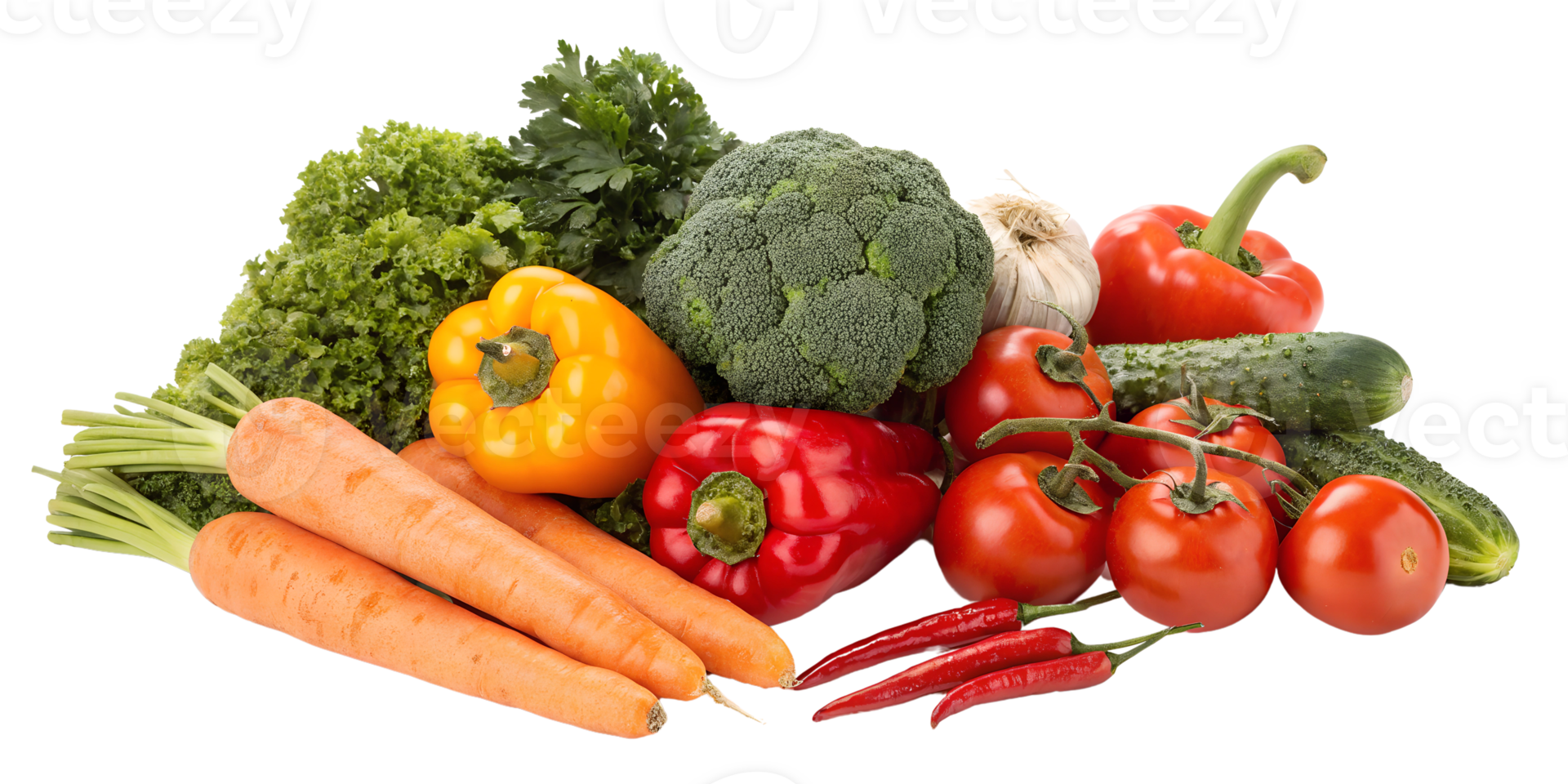 Fresh Vegetables with Vibrant Colors and Textures on Transparent Background png
