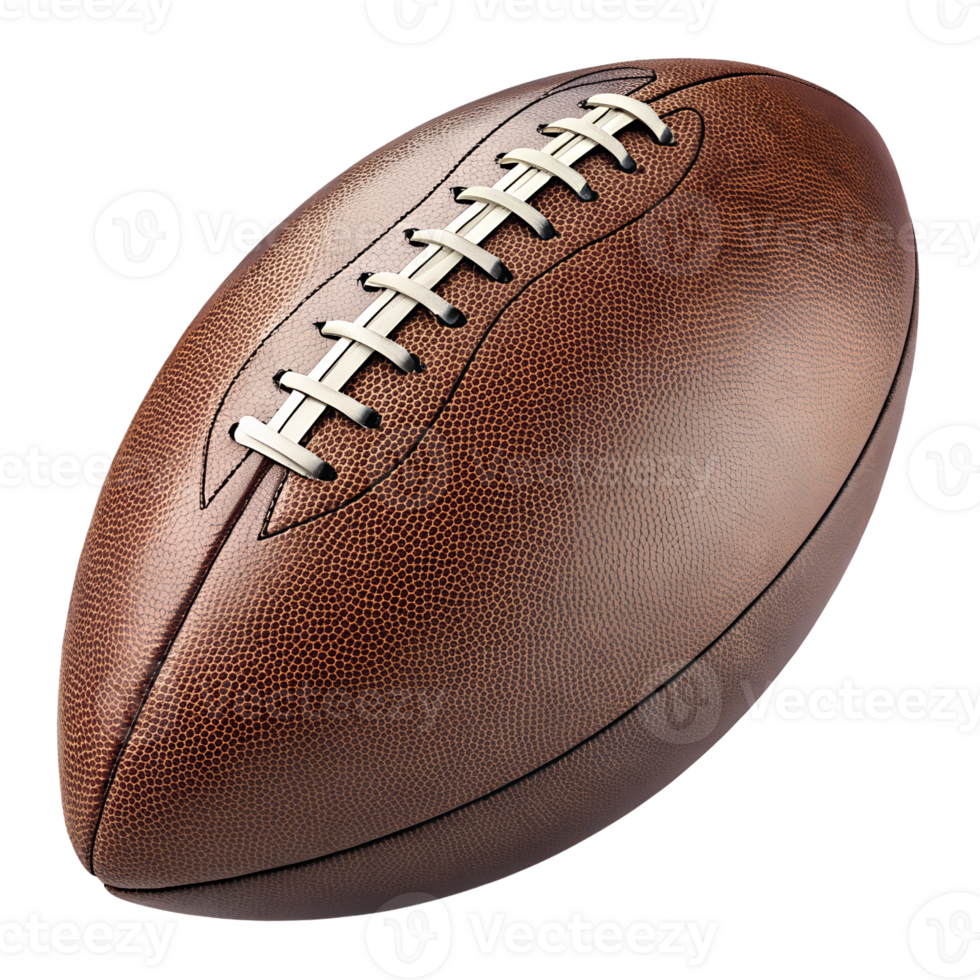 Realistic 3D Render of a Textured Leather American Football with Intricate Stitching Isolated On Transparent Background png