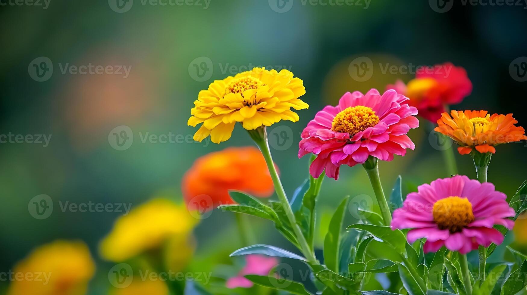 Colorful flowers are shown in a field photo