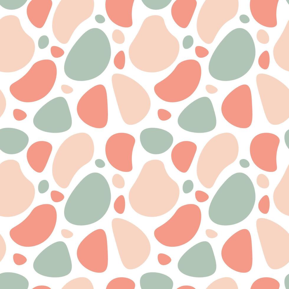 Seamless pattern with abstract spots in pastel orange and green tones. illustration vector