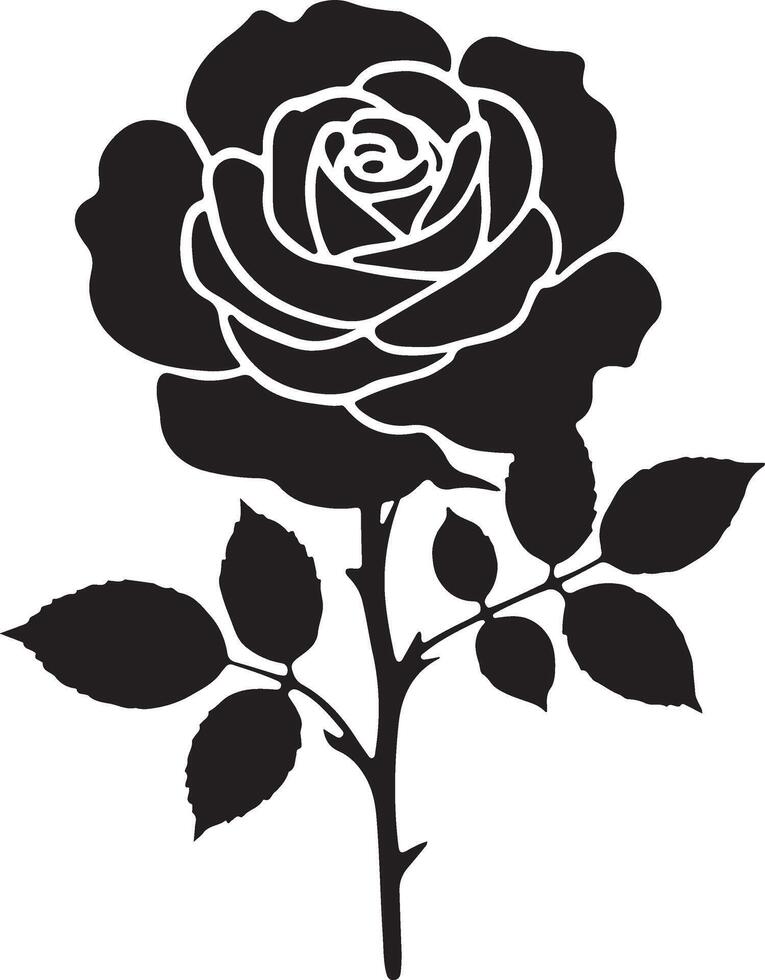 A black and white silhouette of a little rose vector