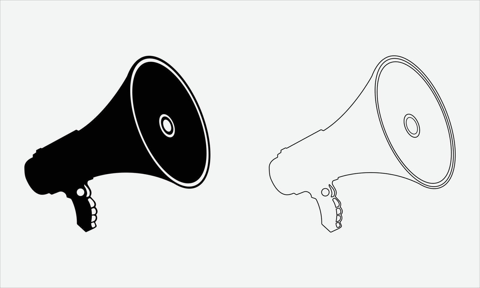 Megaphone Icon - Black and White line art Illustration for Communication and Announcement vector