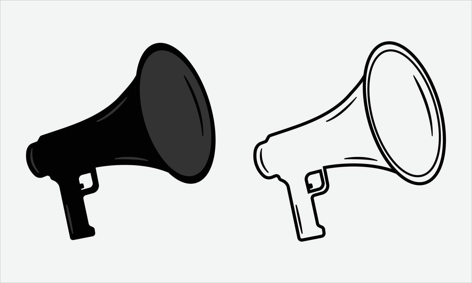 Megaphone silhouette illustration with line art Megaphone premium , fully editable layout easy to customizable vector