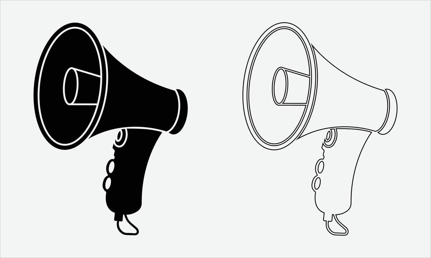 Customizable megaphone illustration, line art black and white color variation vector
