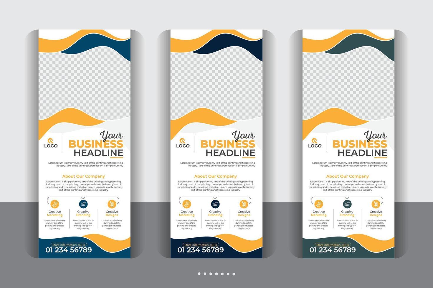 Large size vertical display banner, Abstract rollup banner design, modern creative rollup, unique pull up banner template design. vector