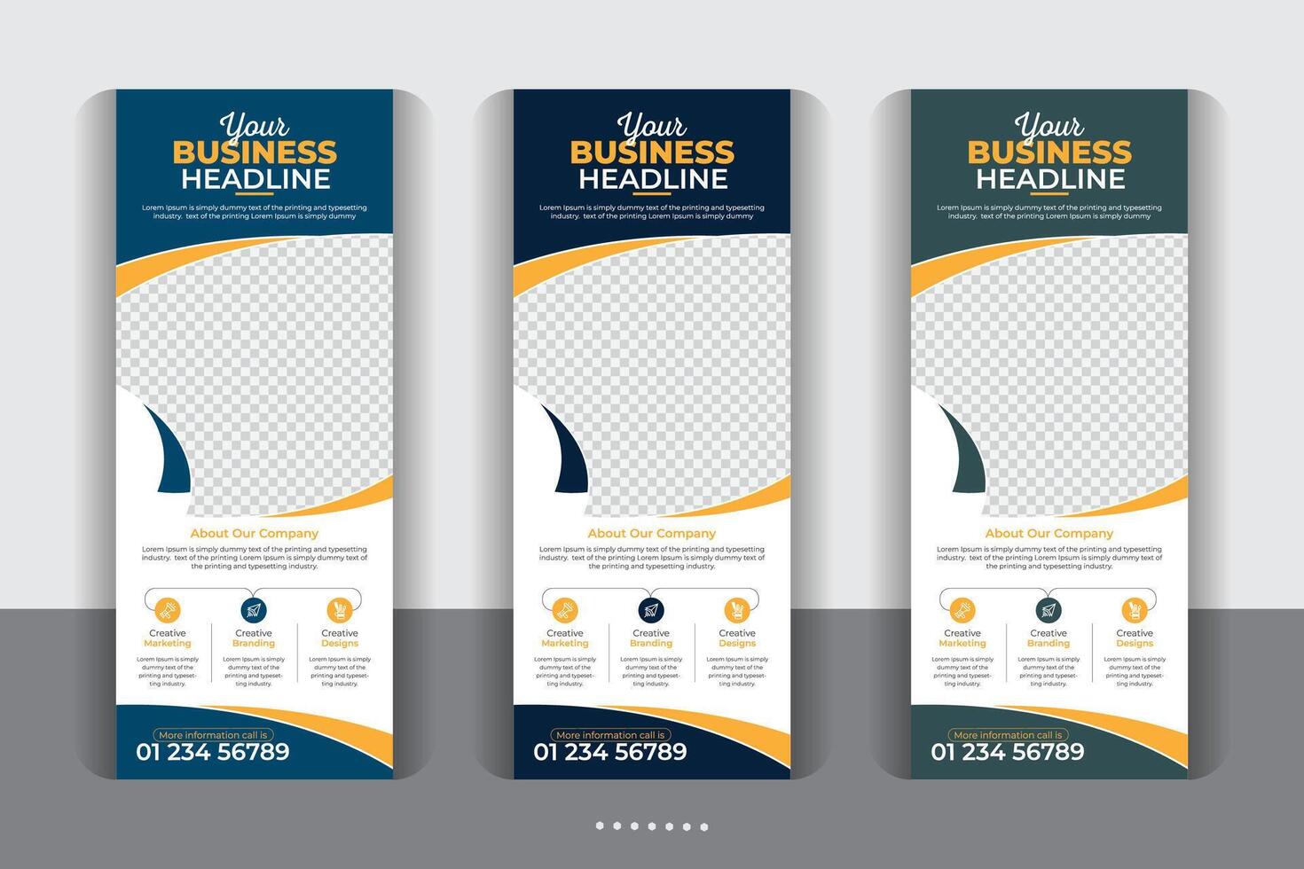 Creative exclusive unique layout Large size vertical display banner, Modern and stylish rollup banner design, modern creative rollup, unique pull up banner template design. vector