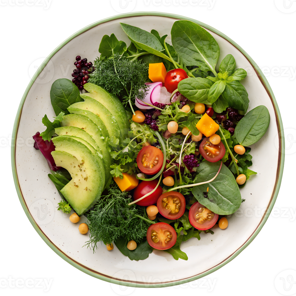 Nutrient Packed Fresh Salad On Plate Isolated On Transparent Background png
