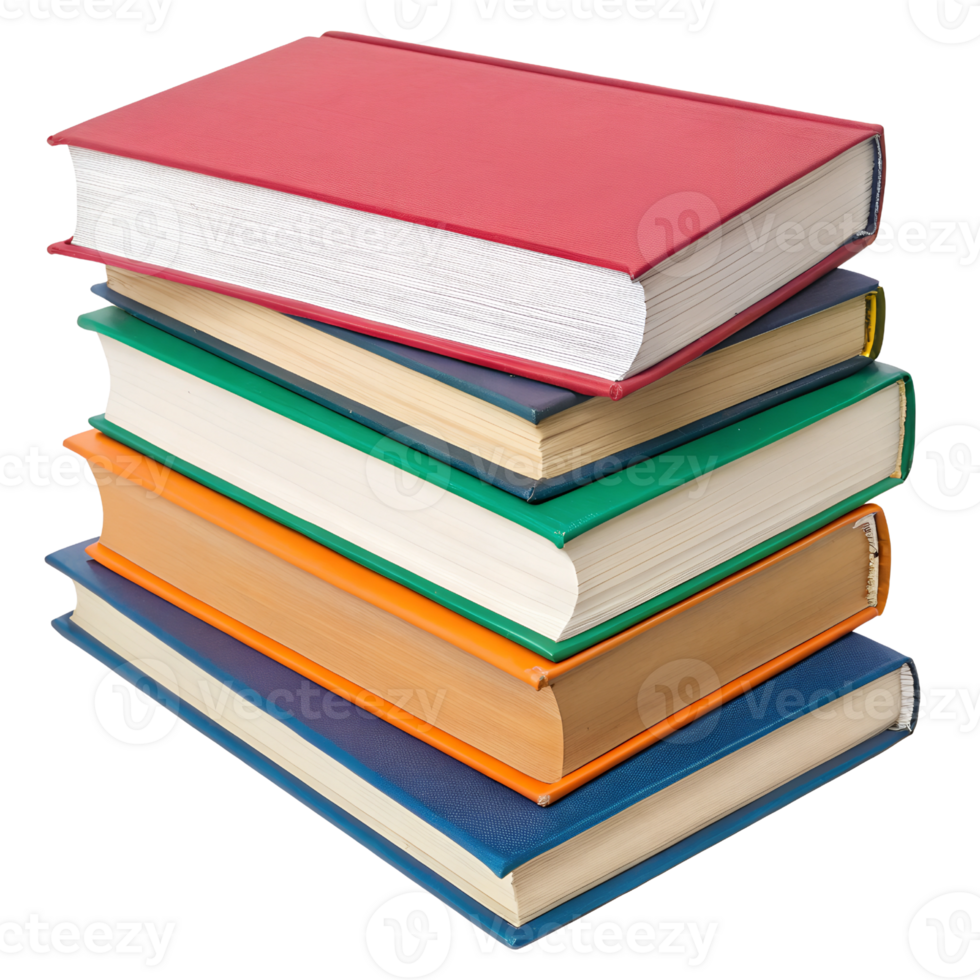 Stack of Colorful Books Isolated on Transparent Background Education and Learning Concept png