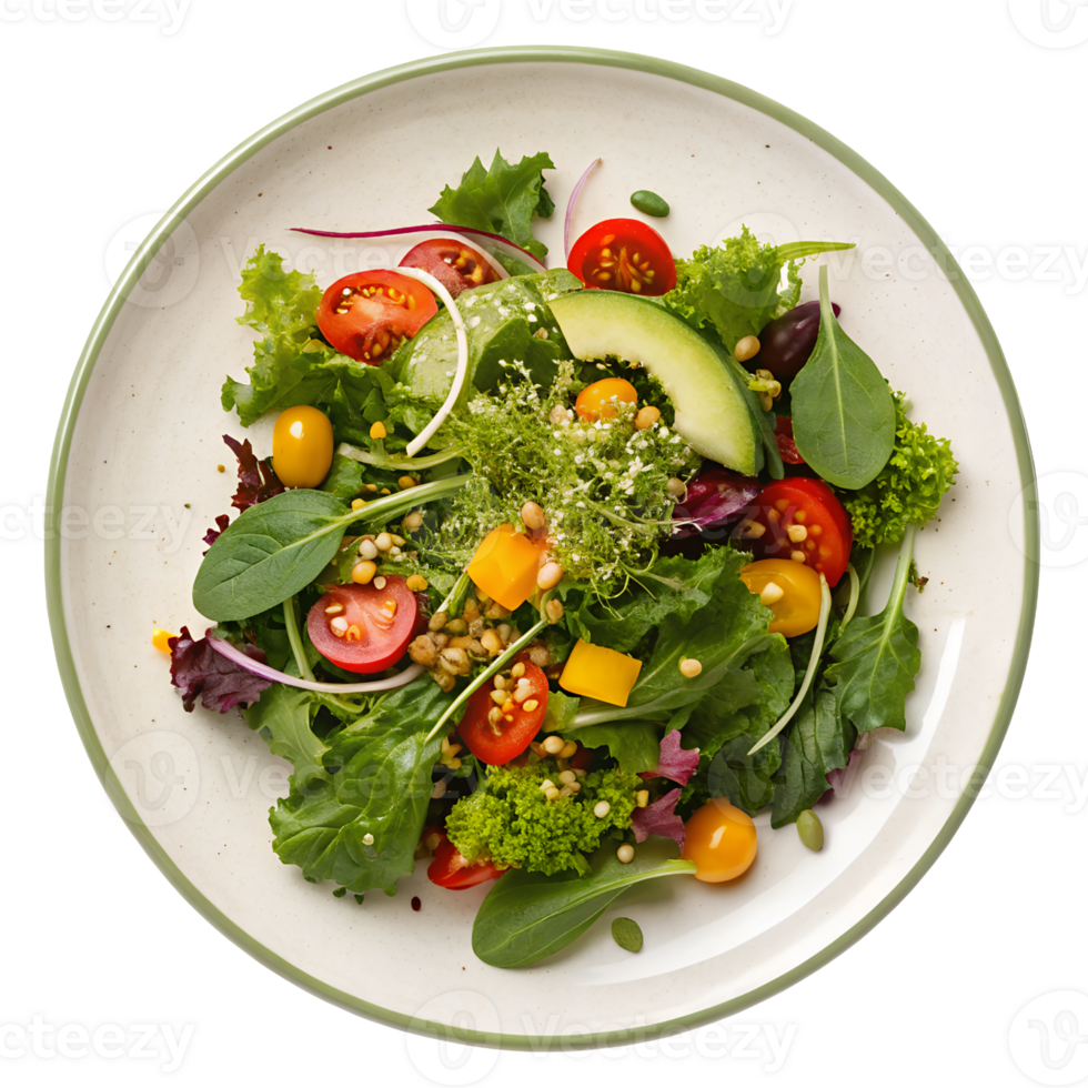 Refreshing Green Salad Arrangement On Plate Isolated On Transparent Background png