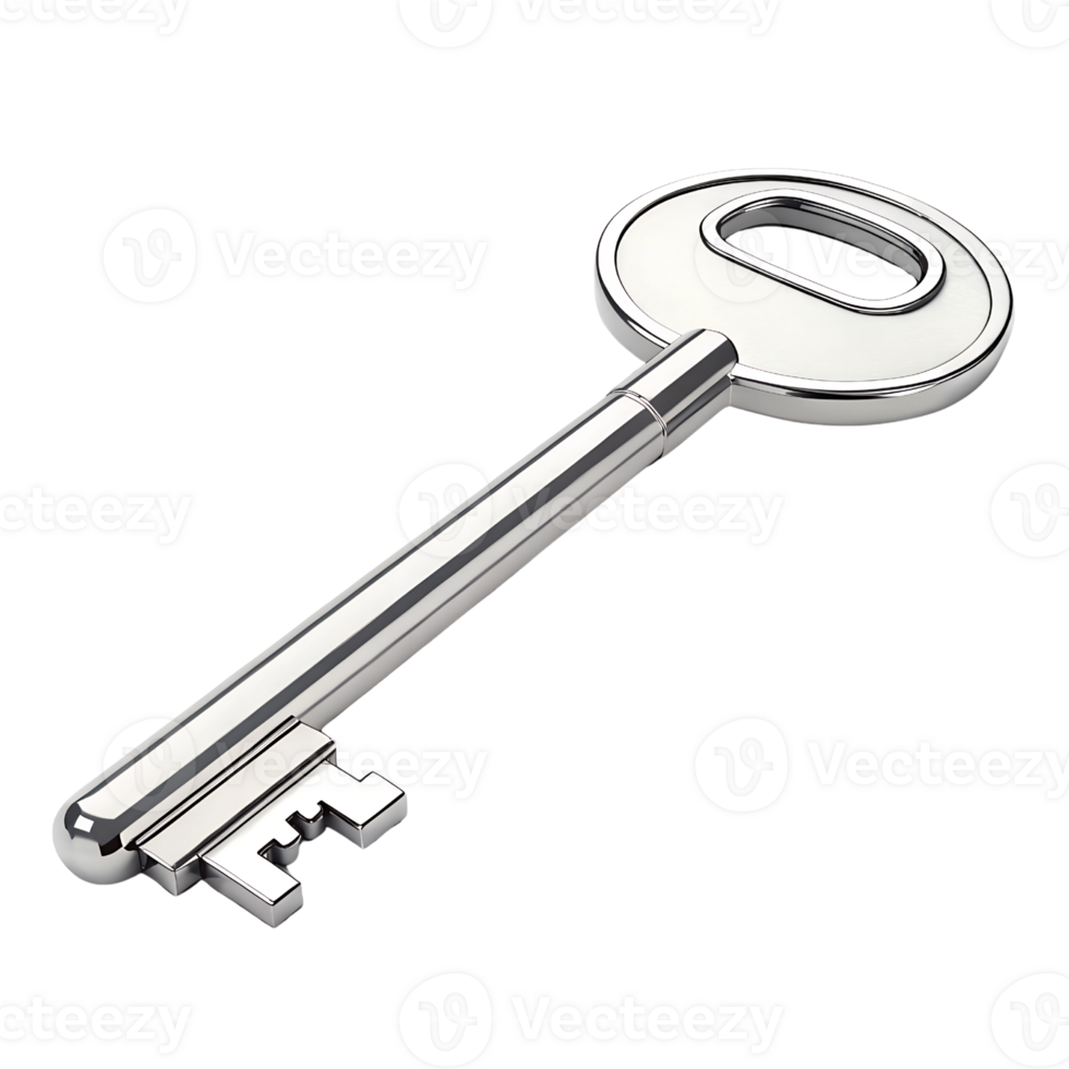Sleek Modern Silver Key on Transparent Background png