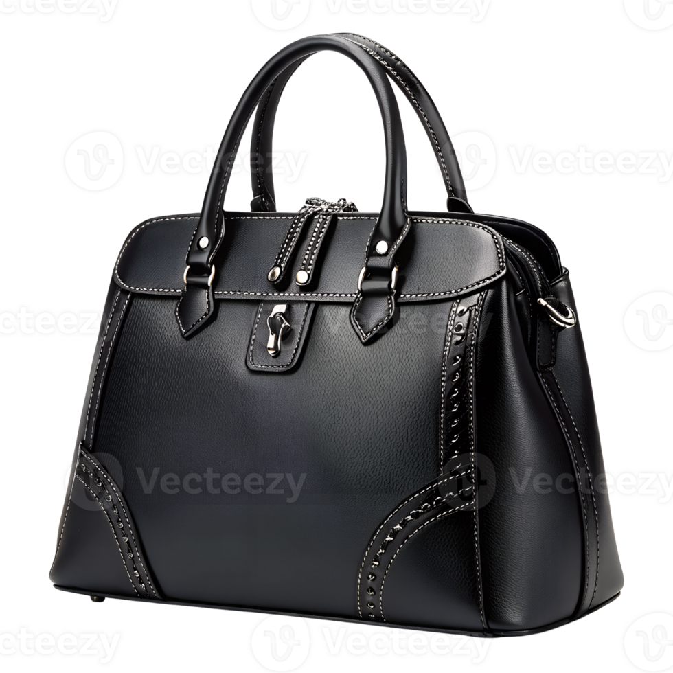 Matte Black Luxury Handbag And Elegant Fashion Purse Isolated On Transparent Background png