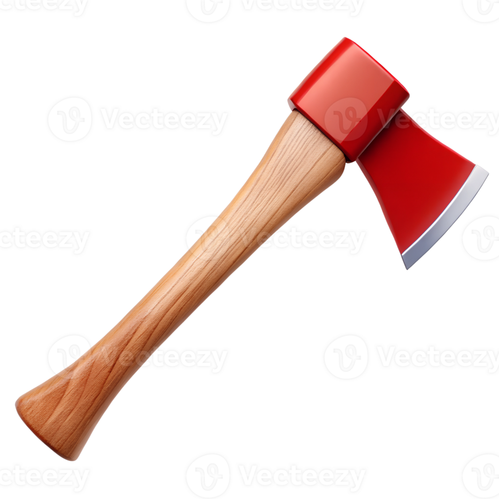 Wooden Handle Red Axe with Sharp Blade Isolated on Transparent Background png