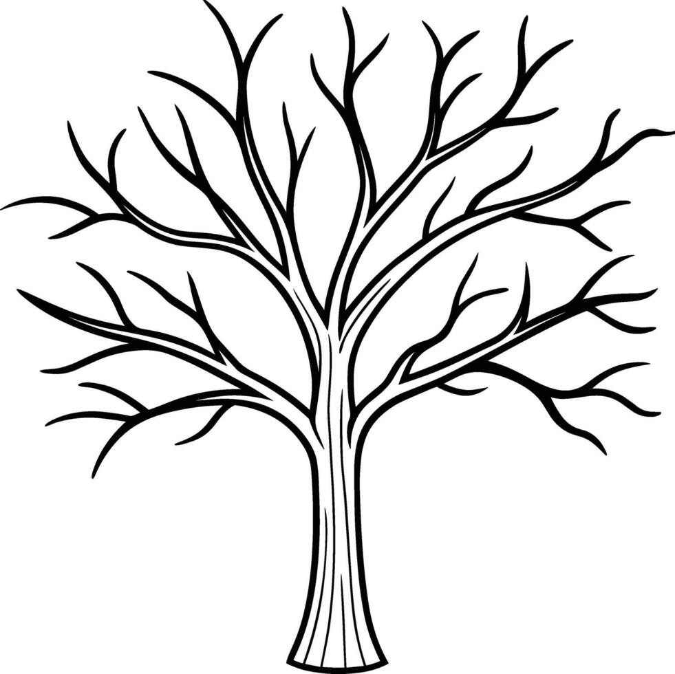 Bare Tree Line Art - Autumn and Fall Seasonal Illustration vector