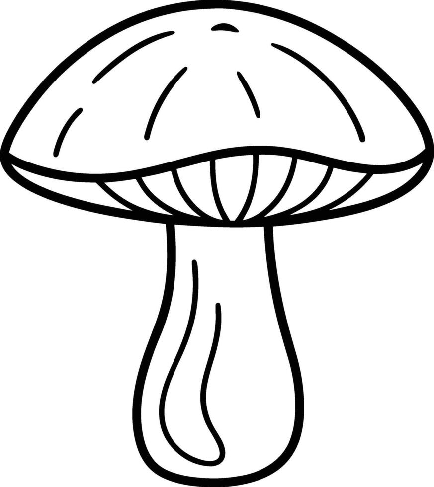 Hand-Drawn Mushroom Outline - Autumn Nature Black vector