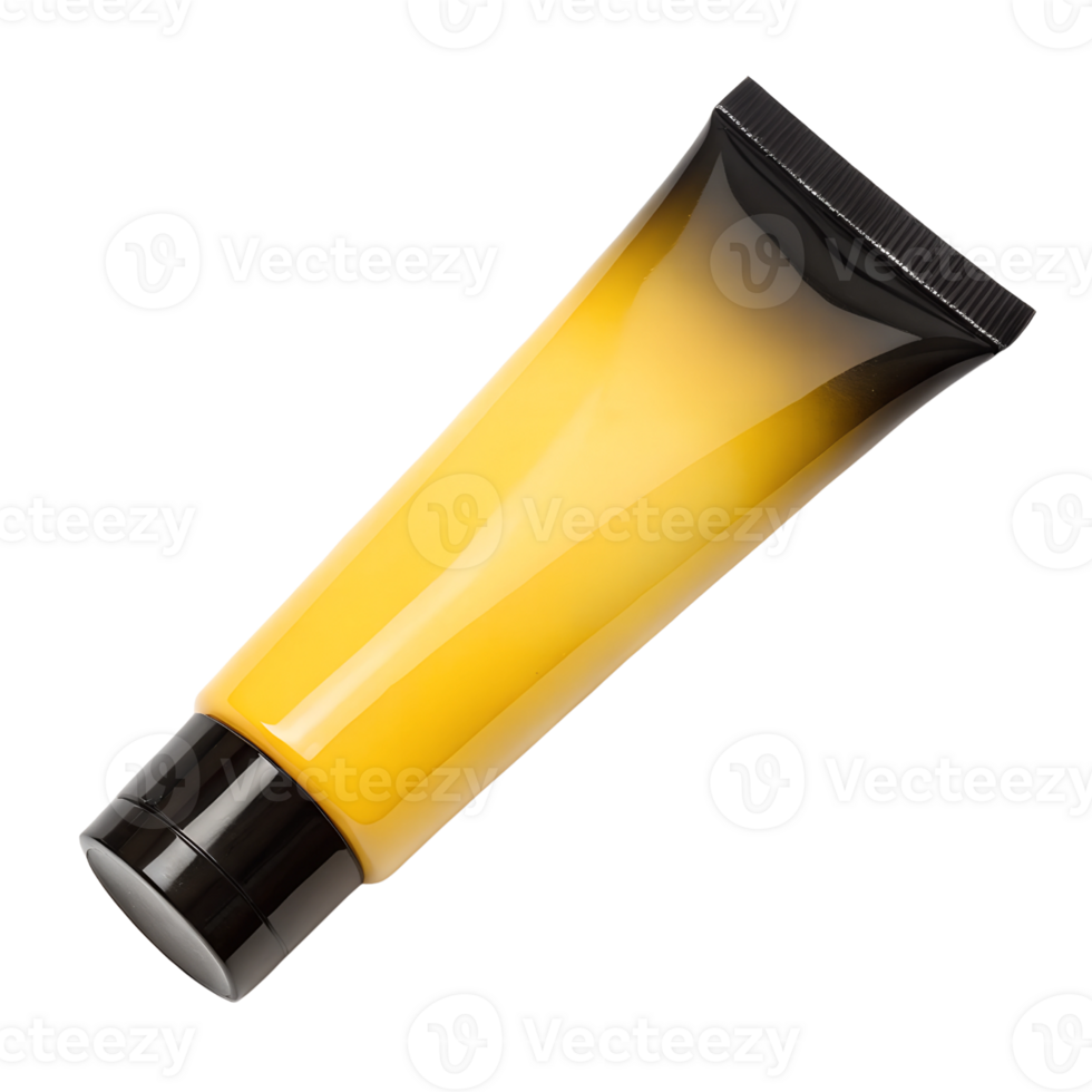 Realistic Cream Tube with Gradient Yellow and Black Design on Transparent Background png
