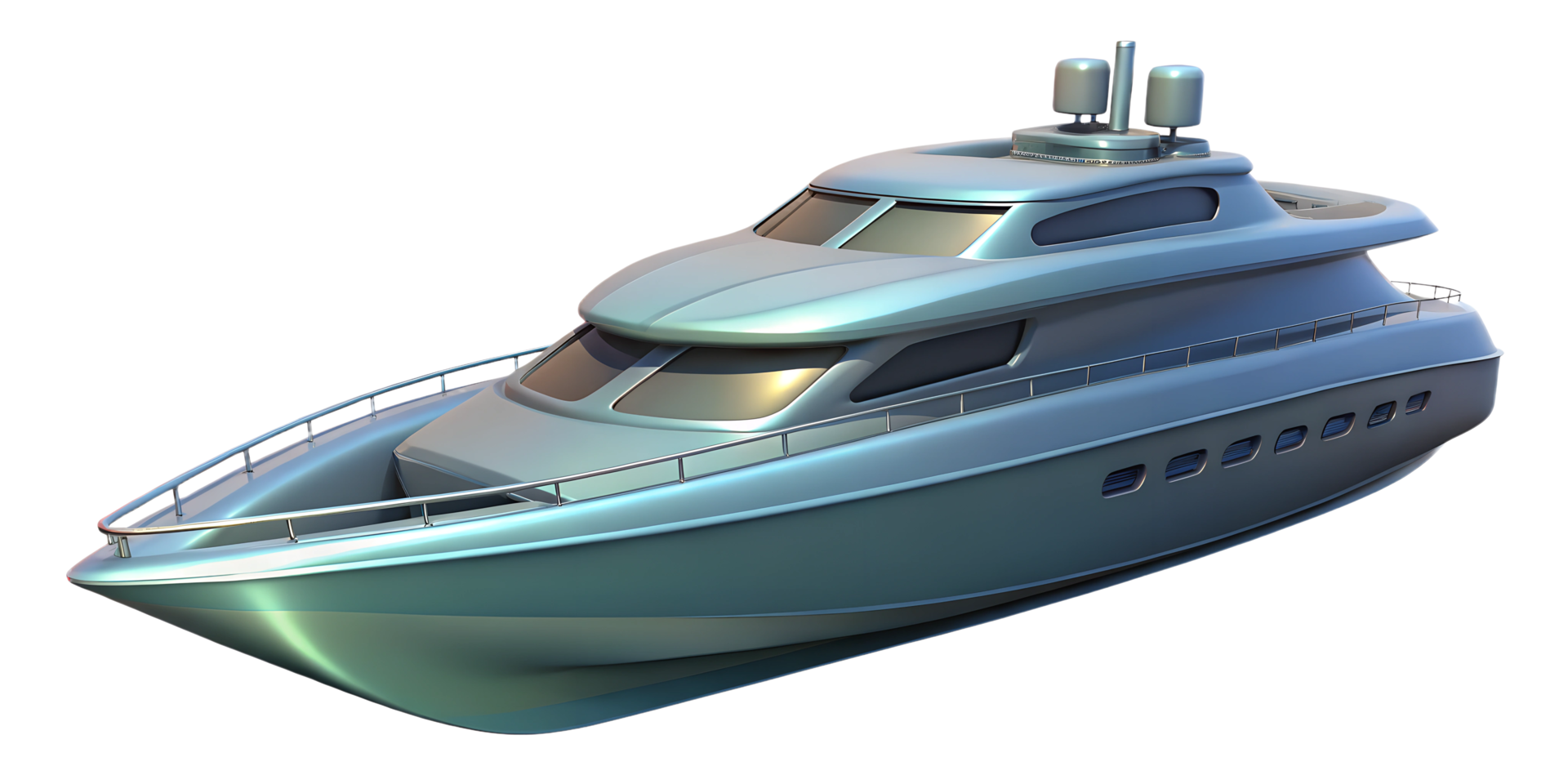 Ultra-Modern Yacht Concept with Multi-Level Structure 3D Render On Transparent Background png