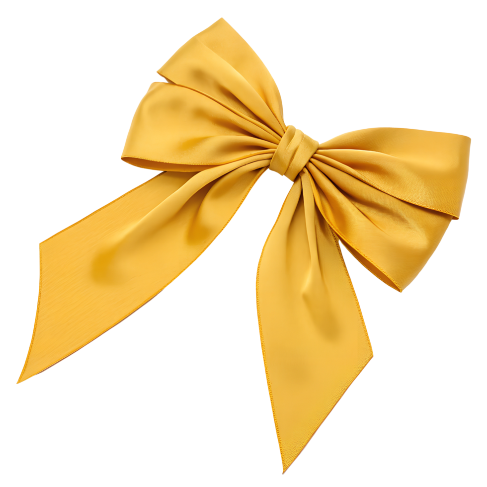 Bright dark yellow art bow isolated on Transparent background png