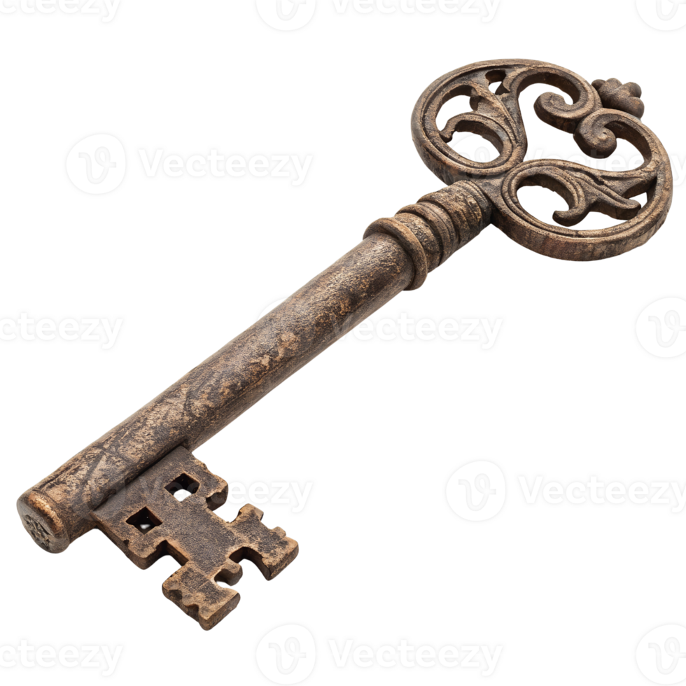 Vintage Japanese Key with Antique Design Isolated On Transparent Background png