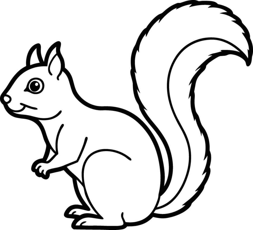 Cute Squirrel Outline - Autumn and Fall Season Wildlife Illustration vector