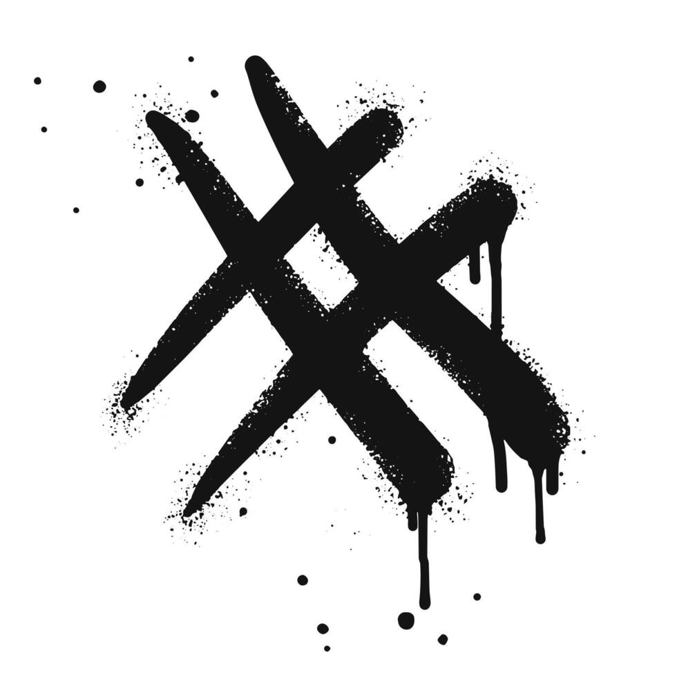Doodle element hashtag icon. Spray painted graffiti hash tag symbol in black over white. isolated on white background vector