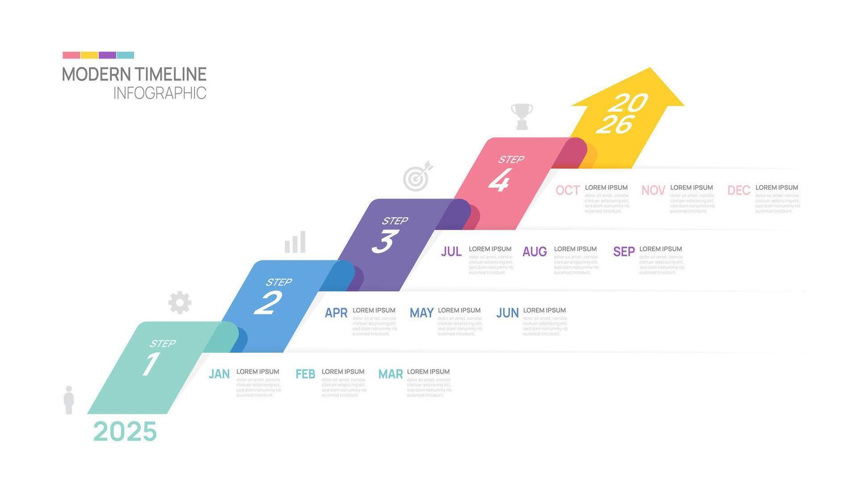 Business step timeline infographic arrow template. element timeline diagram calendar, infographics. vector