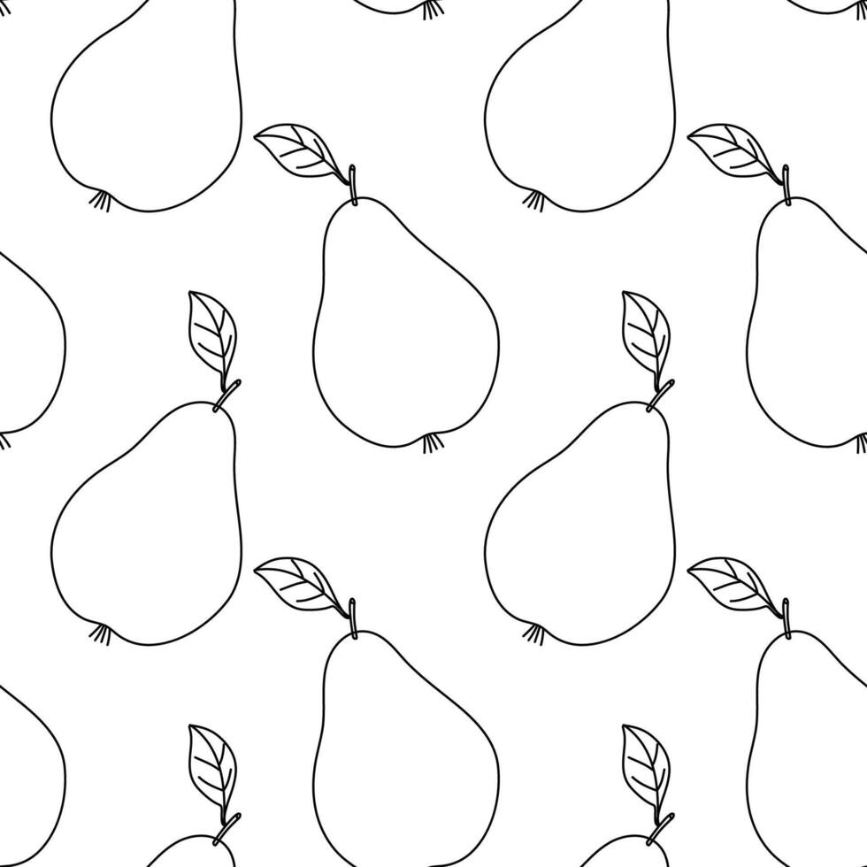 Simple black and white pattern of pears on a white background creating a minimalistic design vector