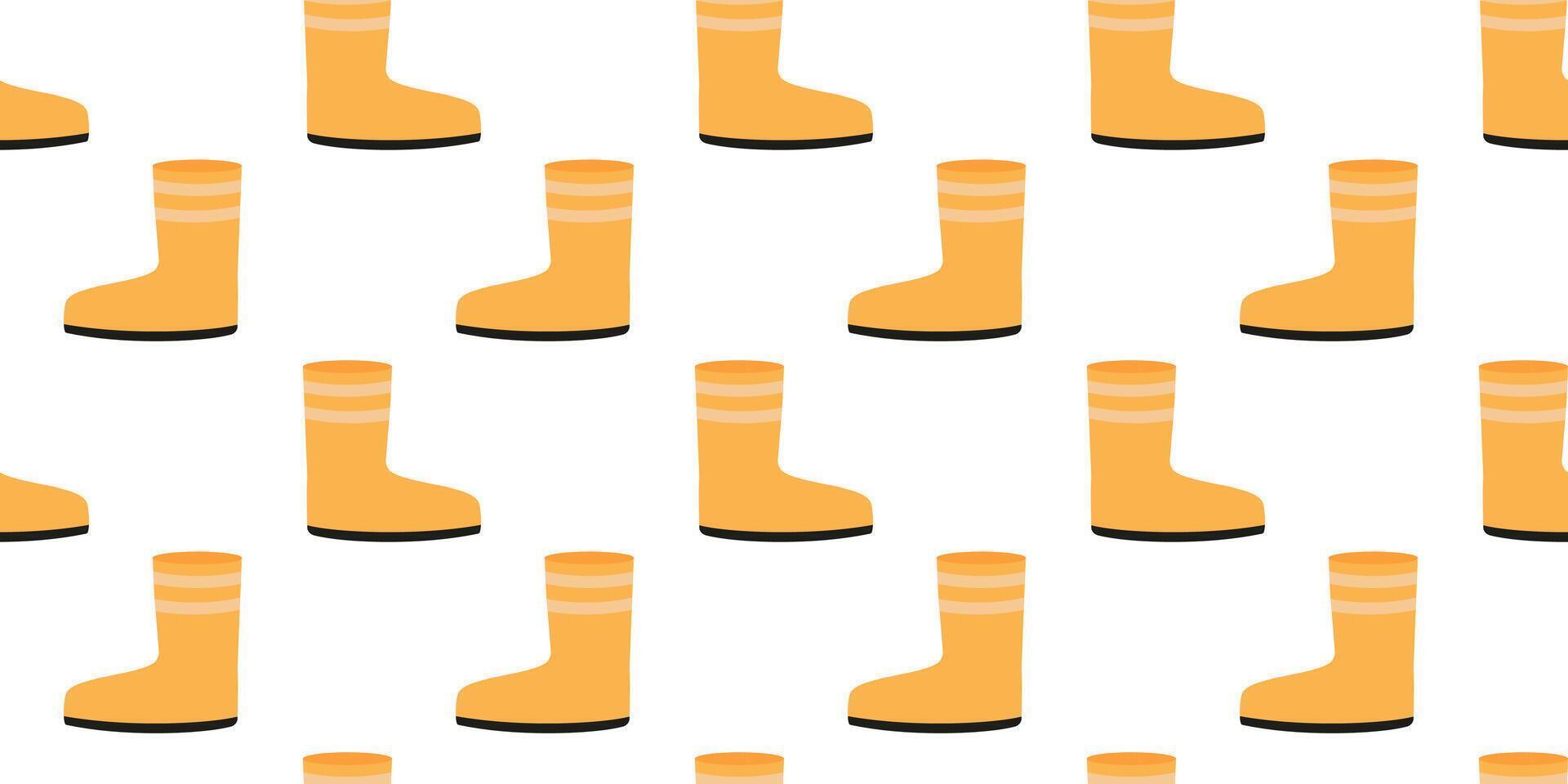 Bright yellow rubber boots in a playful and fun pattern on a white background vector