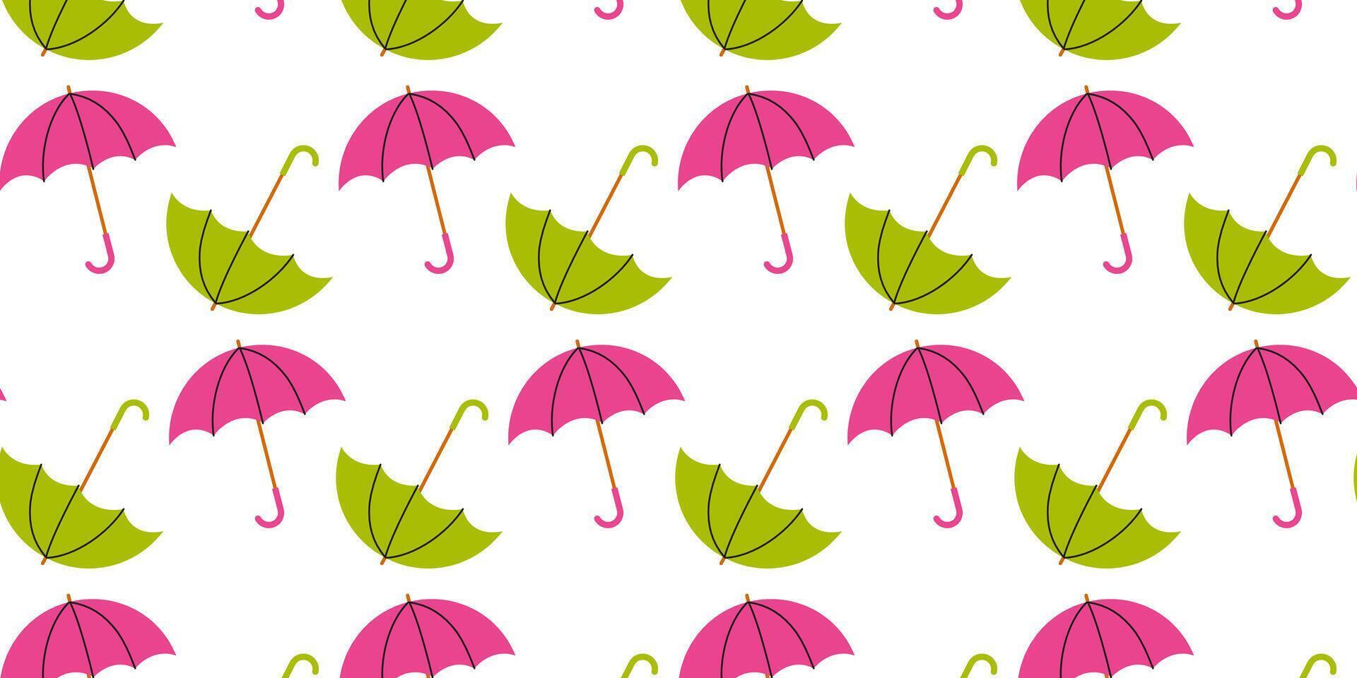 Colorful pattern of umbrellas and leaves on white background for vibrant design projects vector