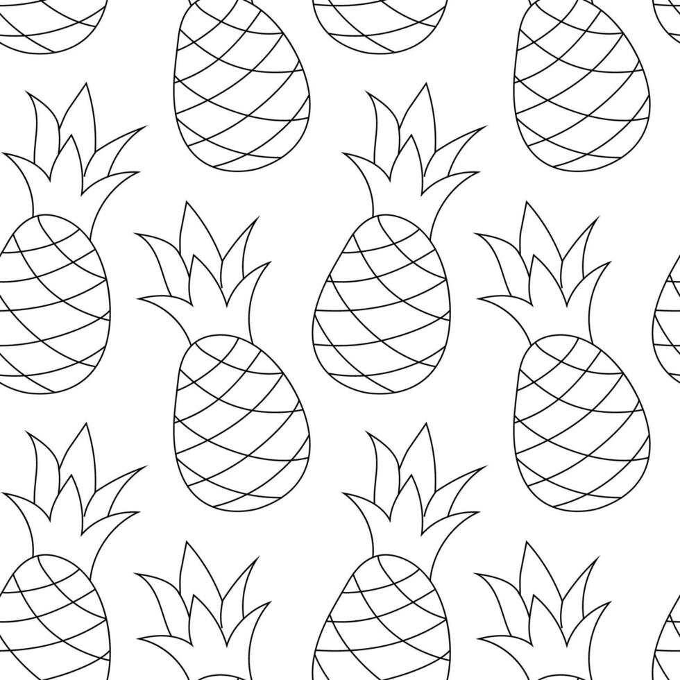Pineapple pattern design featuring repeated outlines on a simple white background vector