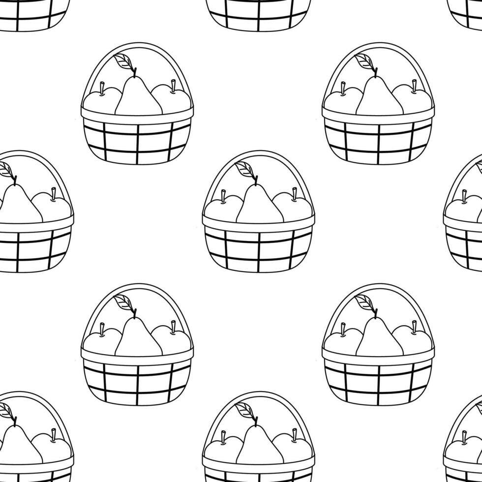 Pattern design featuring baskets filled with pears on a white background vector