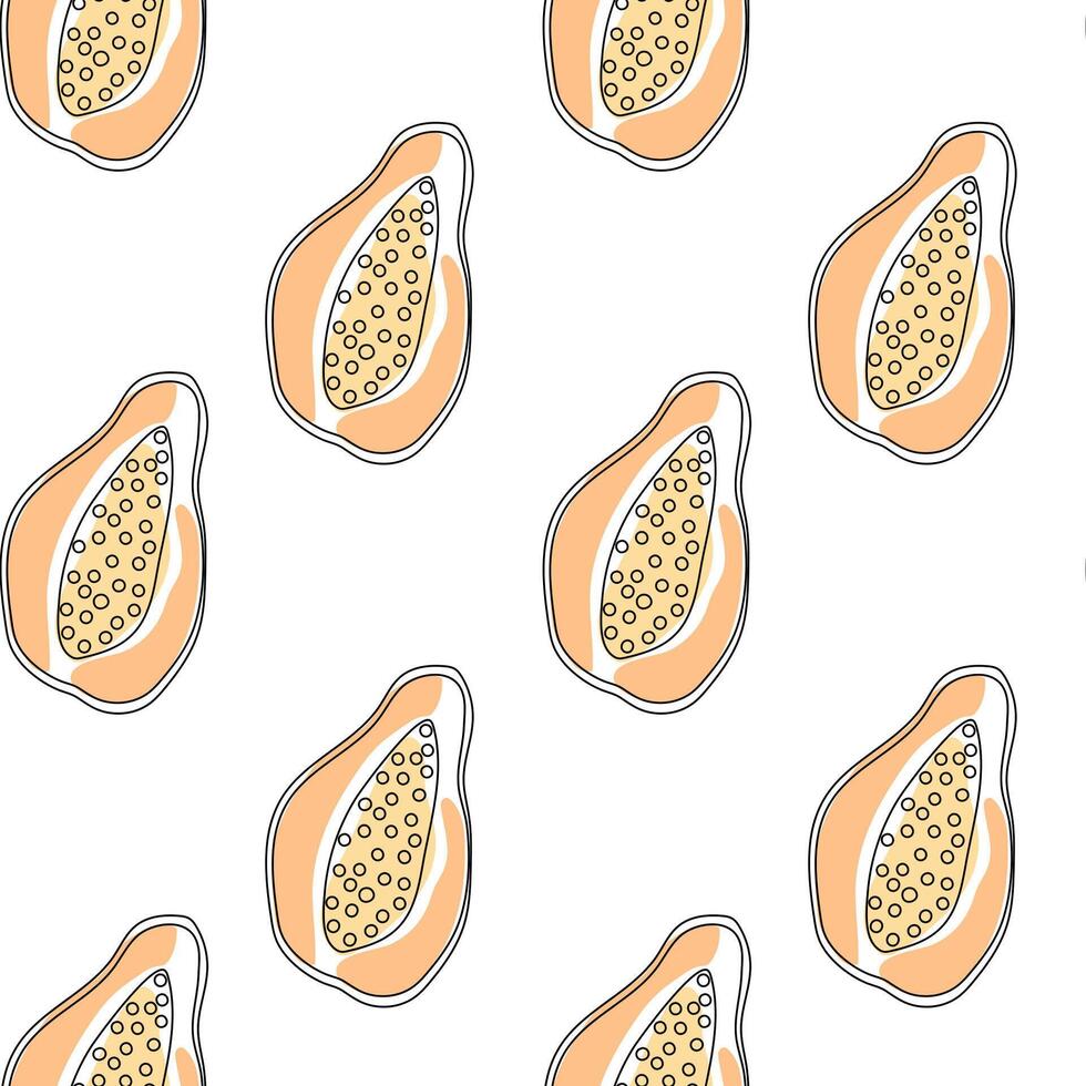 Repeated pattern of papaya fruits on a white background showcasing tropical themes vector