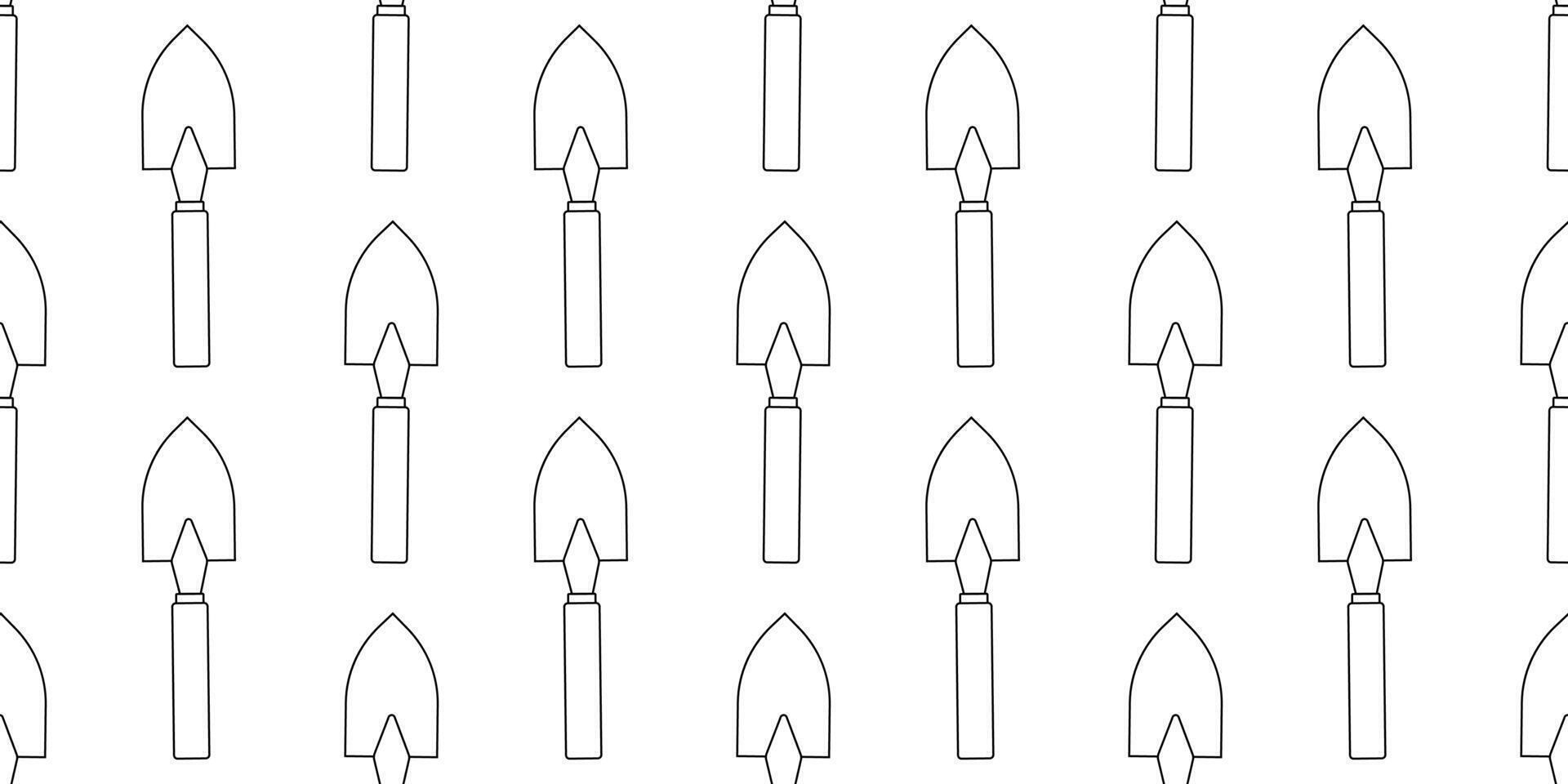 Repeated pattern of garden shovels in a minimalist style for design projects vector