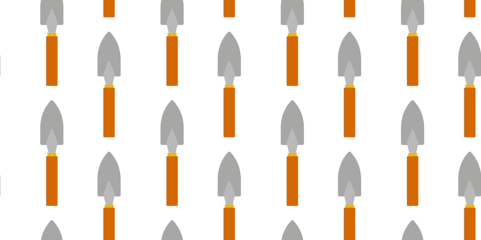Pattern of gardening tools on a white background with trowels arranged in rows vector