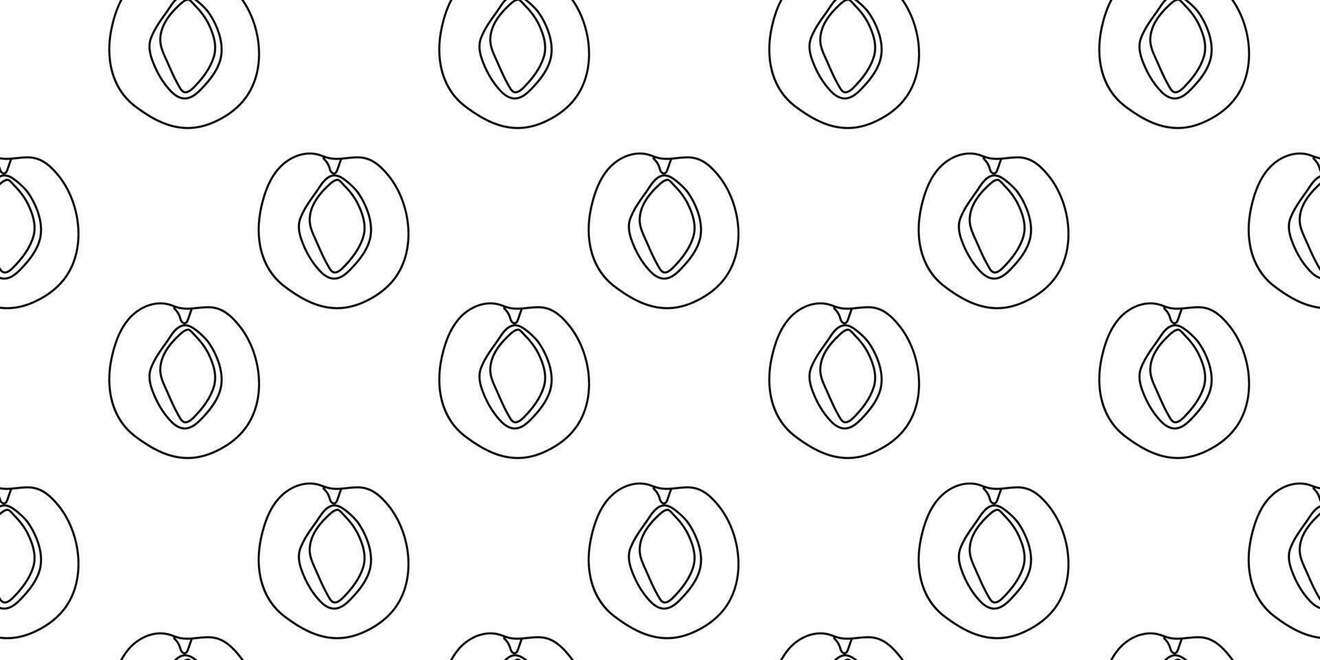 Simple line drawing pattern featuring peaches on a white background vector