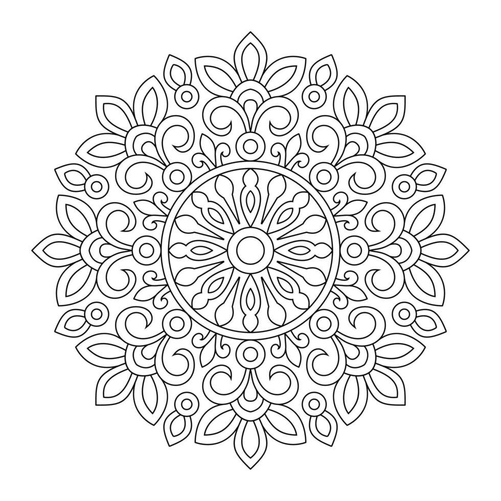 mandala background black and white outline for colouring book page, file vector
