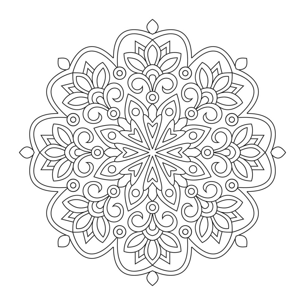 Outline Mandala. Decorative round ornament colouring book page, file vector