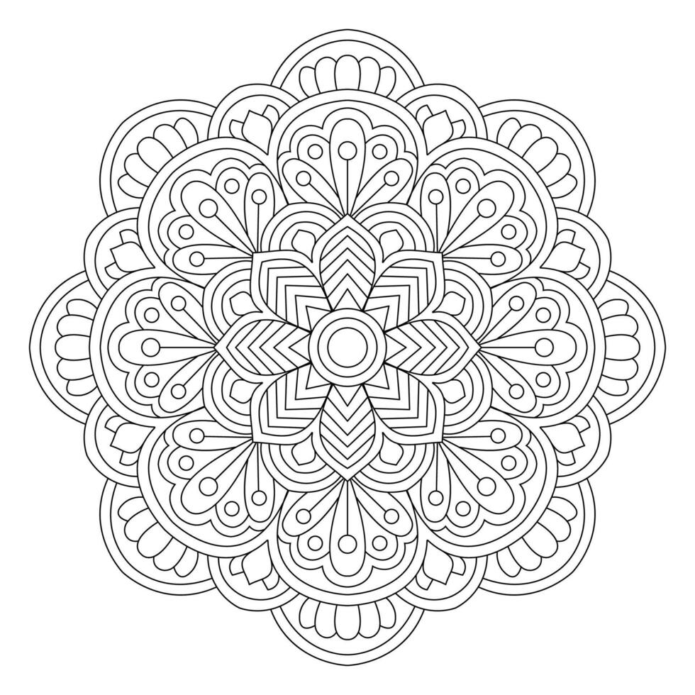 Black line art for a mandala on a white background, file vector