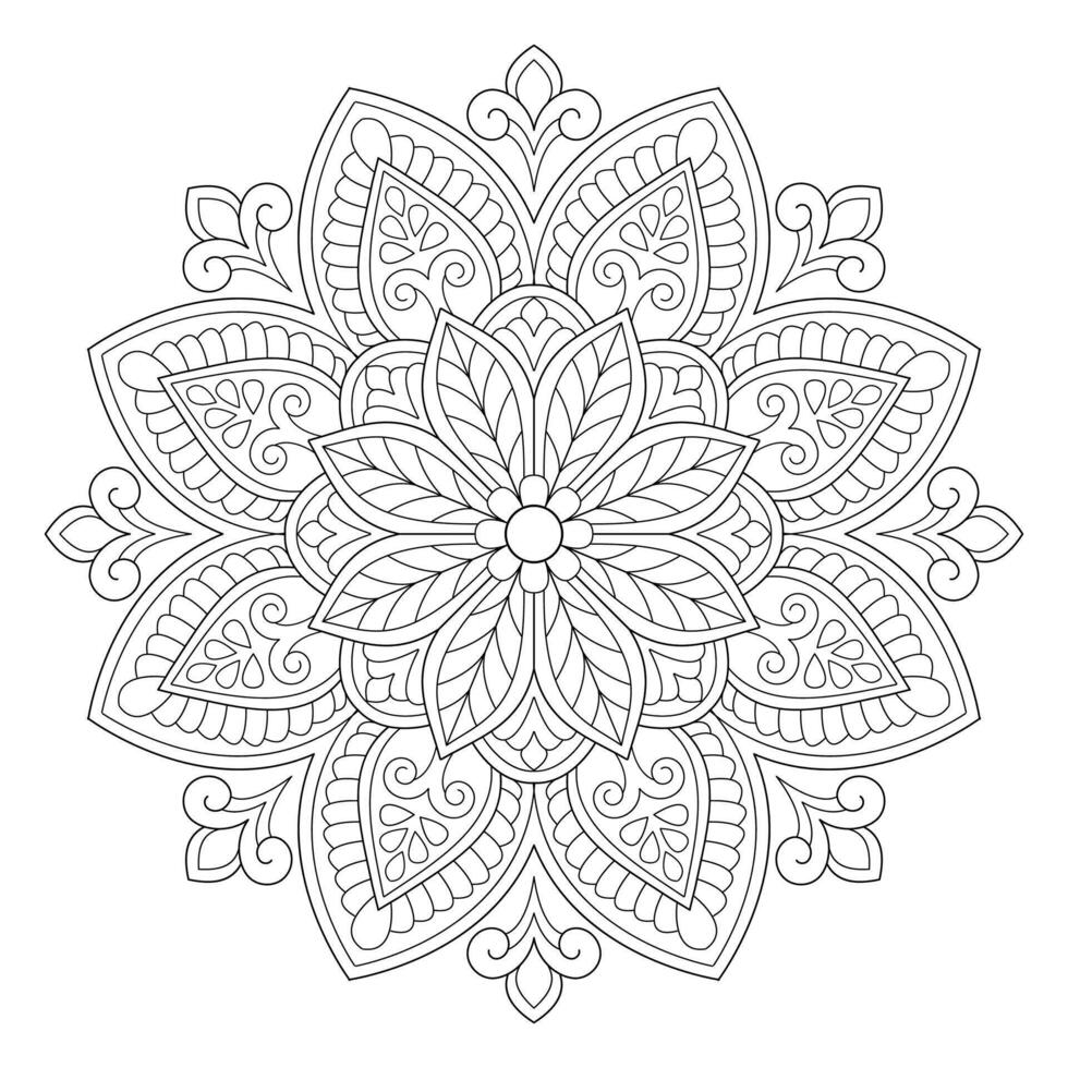 Outline Mandala for Colouring Book Page for kids, file vector
