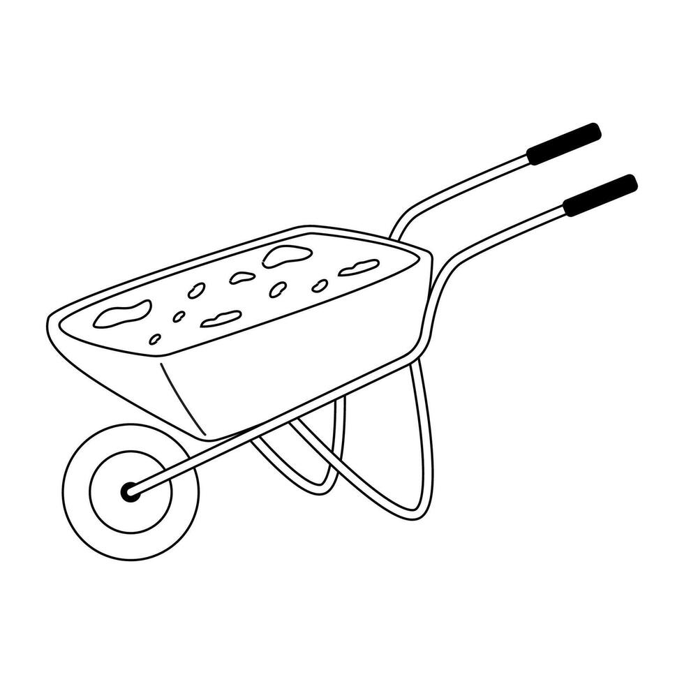 Construction activity featuring a loaded wheelbarrow at a work site vector