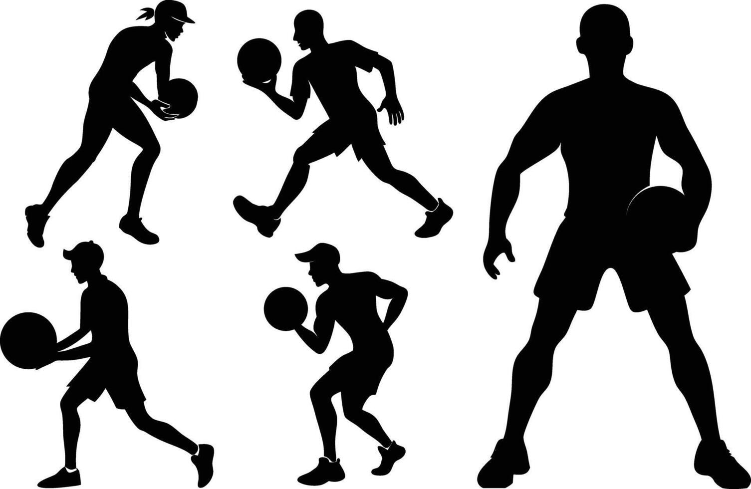 A beautiful Silhouettes of basketball players collection illustration on black and white. vector