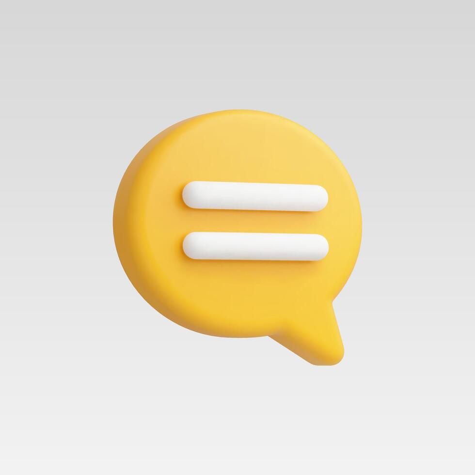 3d Realistic Yellow Chat or Message Sign icon vector