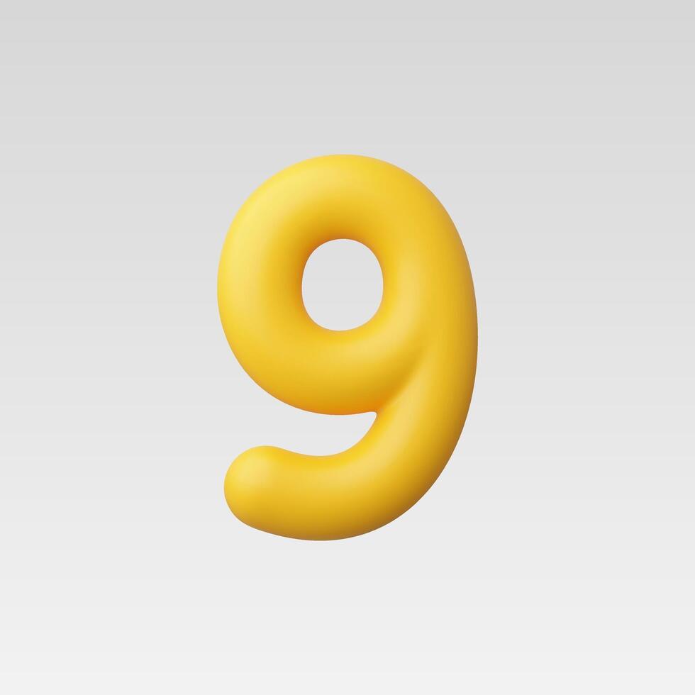 3d Realistic Number 9 Illustration vector