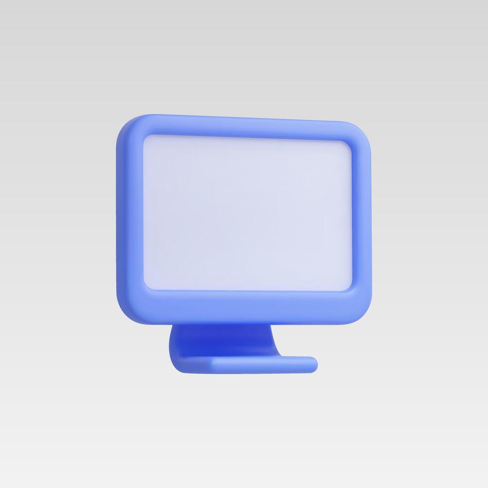 3d Realistic Monitor Icon vector