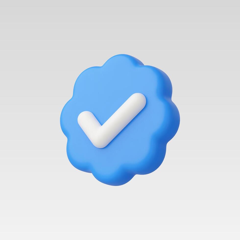 3d Realistic Blue Approved Icon vector