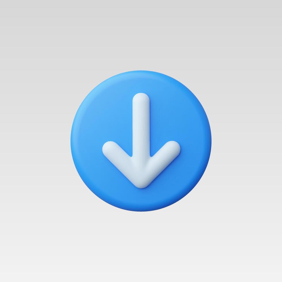 3d Realistic Down arrow icon illustration vector